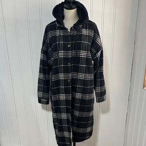 Ci Sono Long Plaid Sherpa Lined jacket coat Size L Large